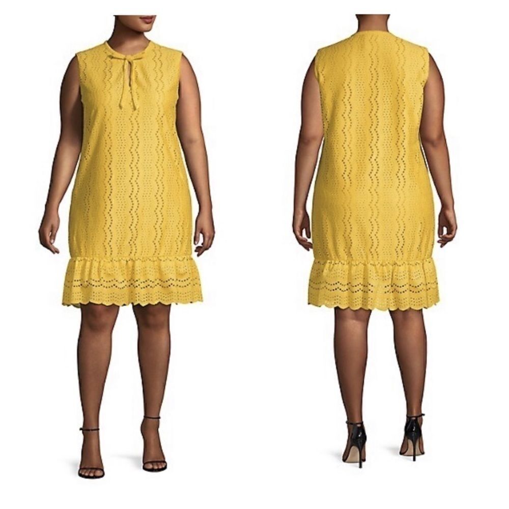 NWT Molly Bracken Yellow Eyelet Shift Dress
